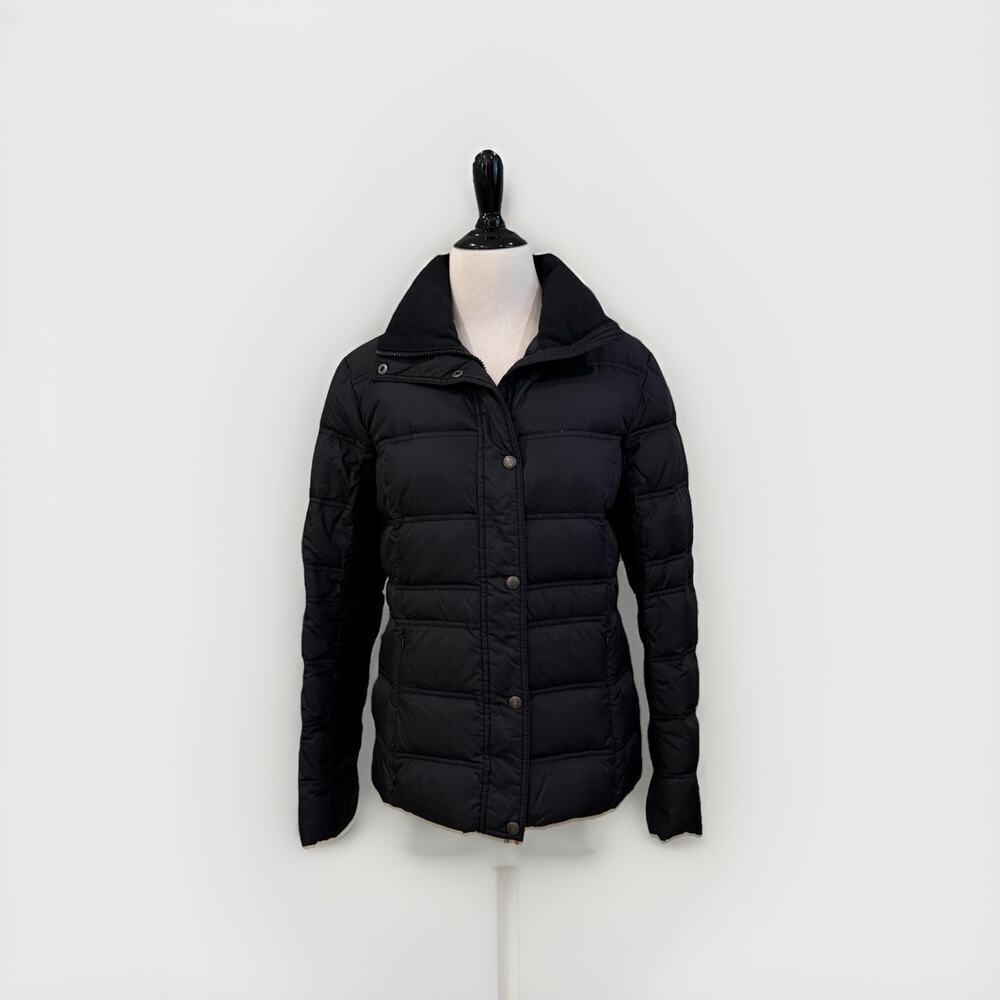 Lands End Women’s Size Small 6-8 Down Puffer Jacket Black Short Coat